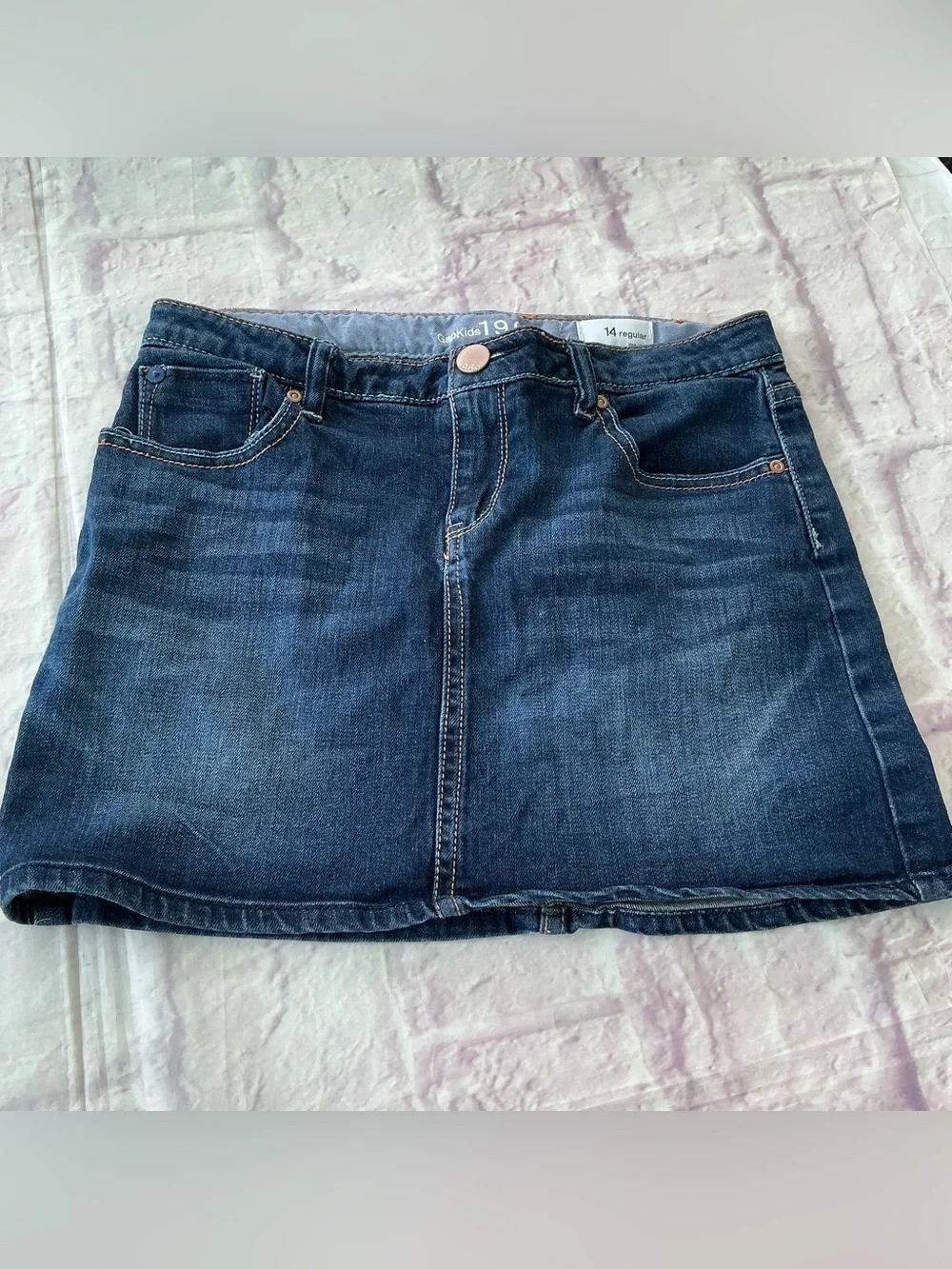 GAP Dark Blue Denim Skirt with Contrast Stitching